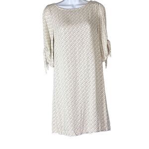 H&M Women's 3/4 Sleeves Cold-Shoulder Bateau Shift Dress Cream Size 4